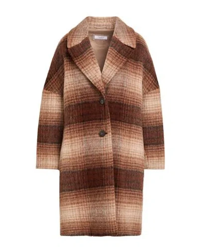 Peserico Woman Coat Brown Size 6 Virgin Wool, Alpaca Wool
