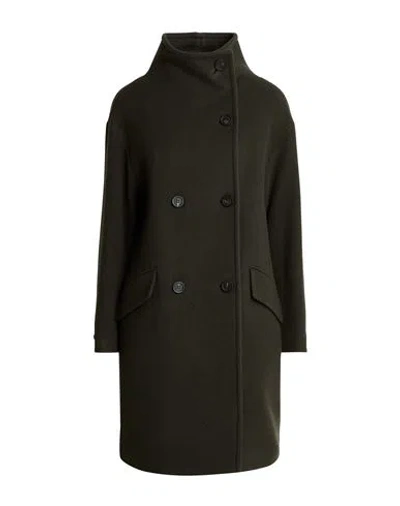 Peserico Woman Coat Charcoal Size 2 Virgin Wool, Polyamide, Cashmere In Black