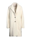 Peserico Woman Coat Cream Size 4 Virgin Wool, Polyamide, Metallic Polyester