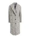 Peserico Woman Coat Grey Size 6 Alpaca Wool, Virgin Wool, Polyamide, Leather In Gray