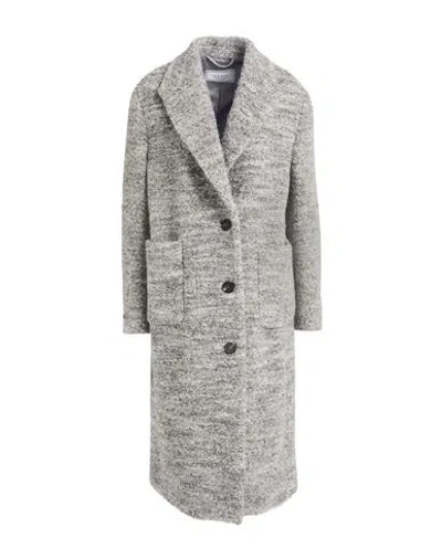 Peserico Woman Coat Grey Size 6 Alpaca Wool, Virgin Wool, Polyamide, Leather In Gray