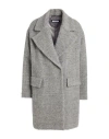 Peserico Woman Coat Grey Size 6 Alpaca Wool, Virgin Wool, Polyamide, Lurex