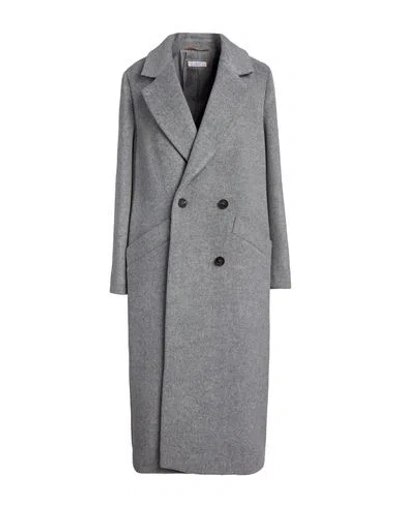 Peserico Woman Coat Grey Size 6 Virgin Wool, Cashmere In Gray