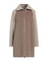 Peserico Woman Coat Khaki Size 16 Virgin Wool, Polyamide, Cashmere, Wool In Beige