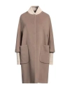 Peserico Woman Coat Khaki Size 6 Virgin Wool, Polyamide, Cashmere, Wool, Elastane In Beige