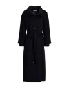Peserico Woman Coat Midnight Blue Size 10 Virgin Wool, Polyamide, Cashmere, Viscose, Metallic Fiber