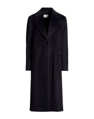 Peserico Woman Coat Midnight Blue Size 2 Alpaca Wool, Virgin Wool In Black