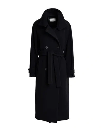 Peserico Woman Coat Midnight Blue Size 6 Virgin Wool, Cashmere In Black