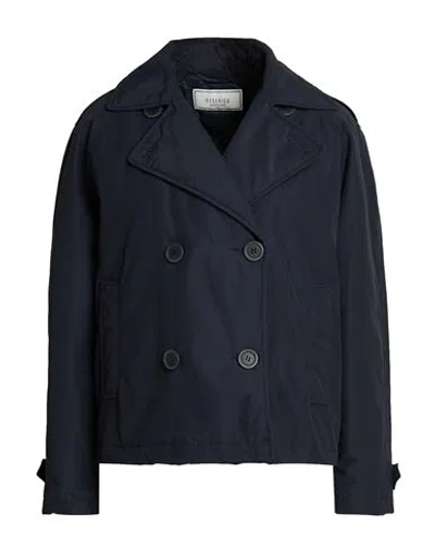 Peserico Woman Coat Navy Size 6 Cotton, Polyamide In Blue