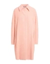 Peserico Woman Coat Salmon Pink Size 6 Alpaca Wool, Virgin Wool, Polyamide, Lurex