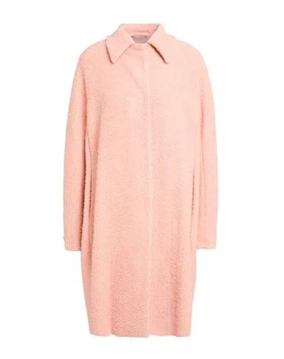 Peserico Woman Coat Salmon Pink Size 6 Alpaca Wool, Virgin Wool, Polyamide, Lurex