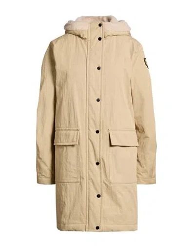 Peserico Woman Coat Sand Size 6 Cotton, Polyamide, Virgin Wool In Brown