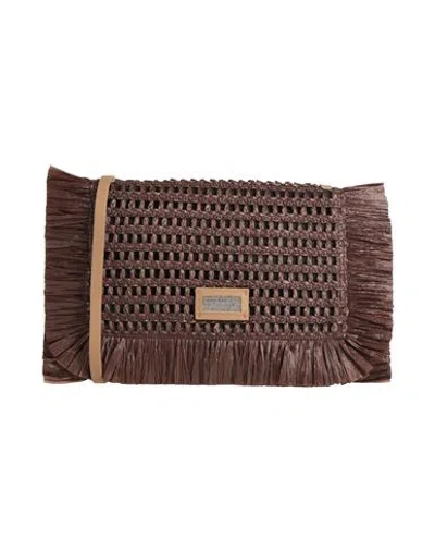 Peserico Woman Cross-body Bag Chocolate Brown Size - Viscose, Cotton, Leather, Metal