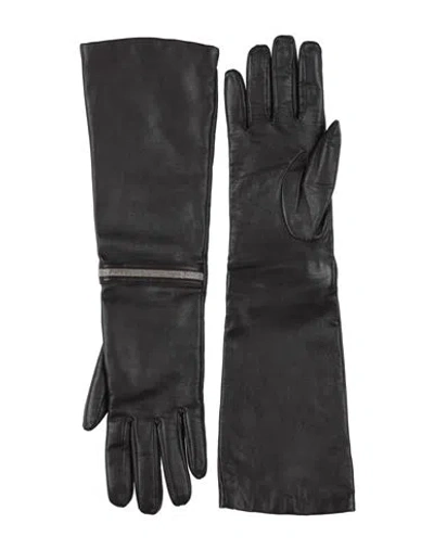 Peserico Woman Gloves Dark Brown Size M Leather