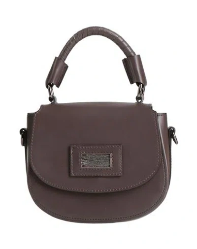 Peserico Woman Handbag Chocolate Brown Size - Leather, Cotton, Metal, Polyurethane