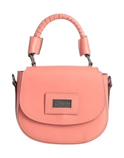 Peserico Woman Handbag Coral Size - Leather, Cotton, Metal, Polyurethane In Red