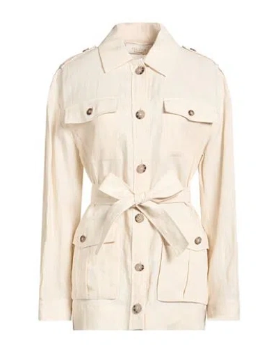 Peserico Woman Jacket Beige Size 6 Linen In Animal Print
