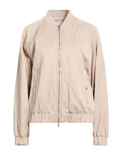 Peserico Woman Jacket Beige Size 6 Viscose, Cotton, Metallic Fiber In Neutral