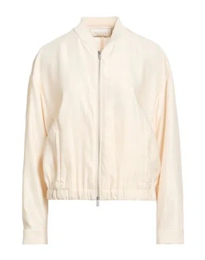 Peserico Woman Jacket Beige Size 8 Rayon, Linen, Cotton In White