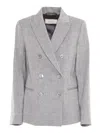 Peserico Double-breasted Tailored Jacket With Classic Lapel In Gray