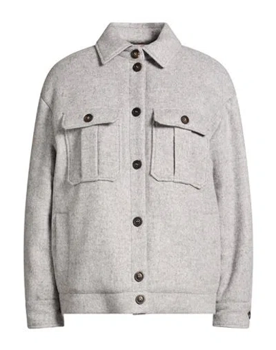Peserico Woman Jacket Grey Size 6 Polyamide, Wool, Viscose In Gray