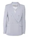 Peserico Double-breasted Tailored Jacket With Classic Lapel In Light Blue
