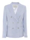 Peserico Pointed Lapel Suit Jacket In Blue