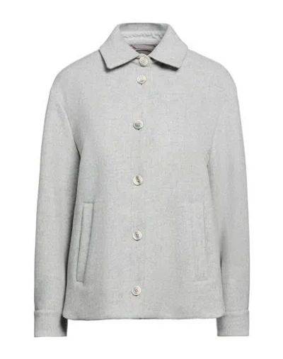 Peserico Woman Jacket Light Grey Size 6 Virgin Wool, Polyamide, Polyester, Cashmere In Animal Print