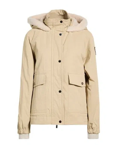 Peserico Woman Jacket Sand Size 6 Cotton, Polyamide, Virgin Wool, Silk In Neutral