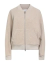 Peserico Woman Jacket Sand Size 6 Cotton, Wool, Cashmere, Polyester In Neutral