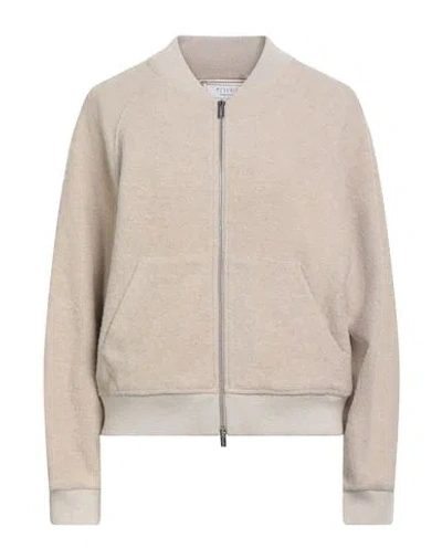 Peserico Woman Jacket Sand Size 6 Cotton, Wool, Cashmere, Polyester In Neutral