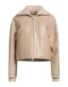 Peserico Woman Jacket Sand Size 6 Polyester, Merino Wool, Viscose, Cashmere, Metallic Fiber In Neutral