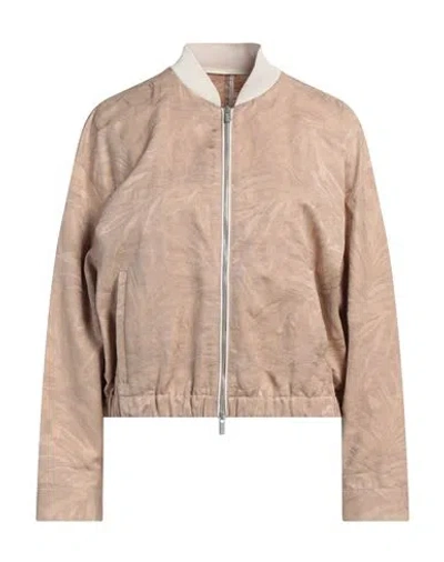 Peserico Woman Jacket Sand Size 8 Cotton, Viscose, Polyester In Beige