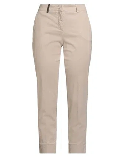 Peserico Woman Jeans Beige Size 14 Cotton, Tencel, Silk, Elastane In Neutral