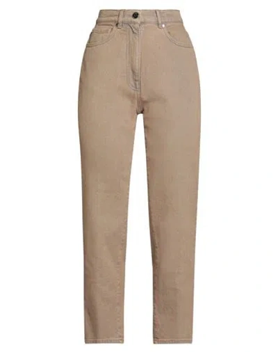 Peserico Woman Jeans Khaki Size 12 Cotton, Elastane In Brown