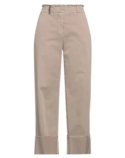Peserico Woman Jeans Khaki Size 8 Cotton, Elastane In Beige