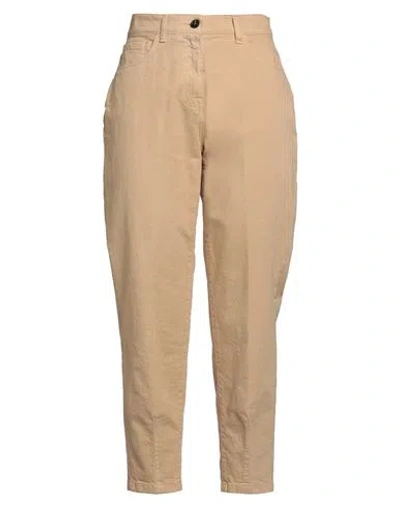 Peserico Easy Woman Jeans Sand Size 12 Cotton, Elastane In Beige