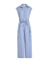 Peserico Woman Jumpsuit Blue Size 8 Linen
