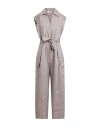 Peserico Woman Jumpsuit Chocolate Brown Size 10 Linen In Brown