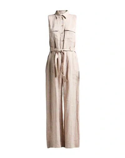Peserico Woman Jumpsuit Light Brown Size 12 Linen In Neutral