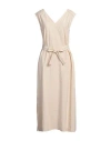 Peserico Woman Midi Dress Beige Size 6 Modal, Polyester In Beige