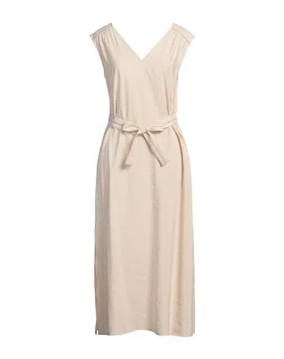 Peserico Woman Midi Dress Beige Size 6 Modal, Polyester