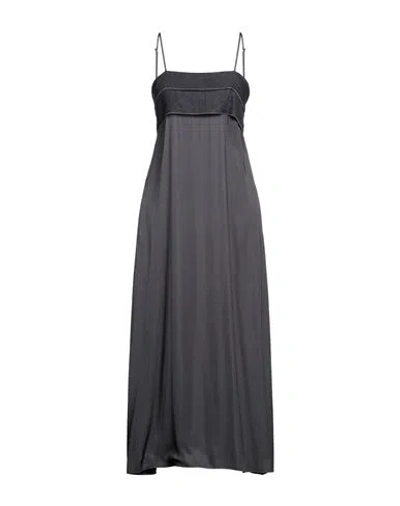 Peserico Woman Maxi Dress Charcoal Size 6 Viscose, Linen In Grey