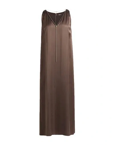 Peserico Woman Maxi Dress Dark Brown Size 4 Viscose