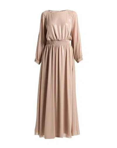 Peserico Woman Maxi Dress Taupe Size 6 Polyester, Polyurethane In Grey