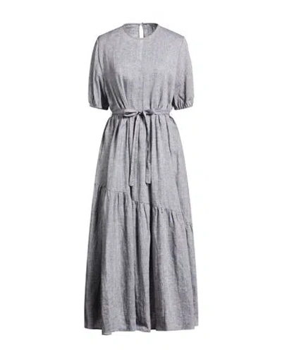 Peserico Woman Maxi Dress Grey Size 10 Linen In Gray