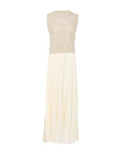 Peserico Woman Maxi Dress Ivory Size 12 Viscose, Polyester, Alpaca Wool, Virgin Wool, Synthetic Fibe In Neutral