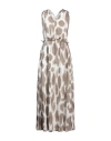 Peserico Woman Maxi Dress Khaki Size 10 Cotton In Beige