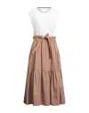 Peserico Woman Maxi Dress Light Brown Size 14 Cotton, Elastane, Polyamide In Brown