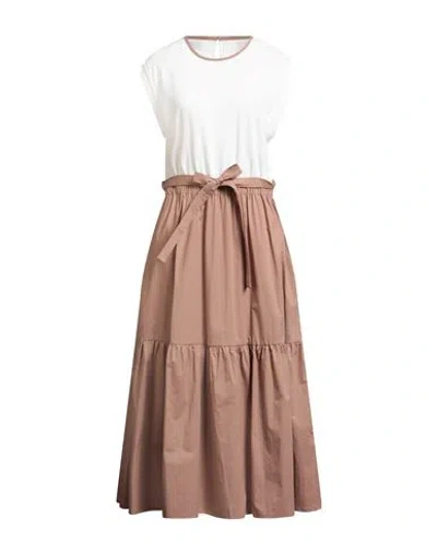 Peserico Woman Maxi Dress Light Brown Size 14 Cotton, Elastane, Polyamide